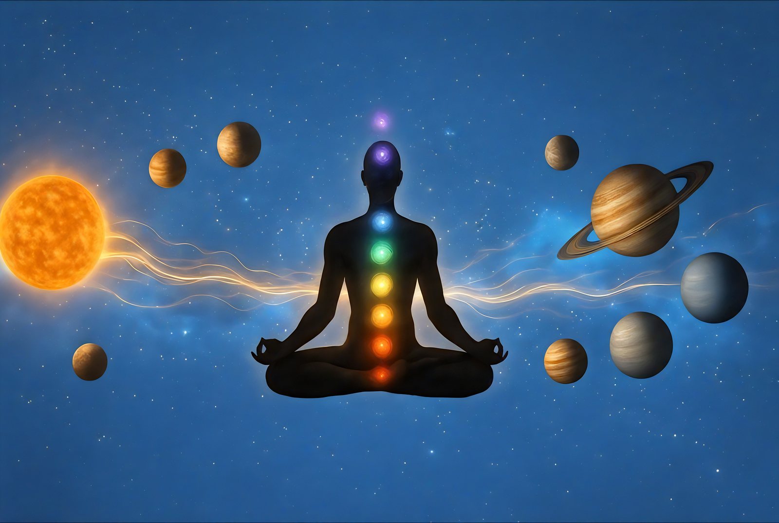 p. 14: a meditating figure among the planets