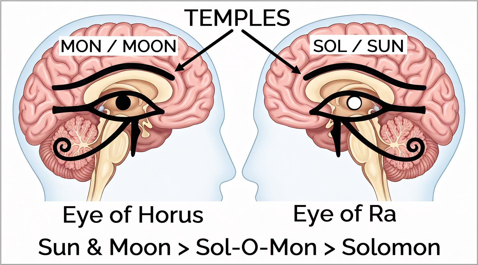 p. 20: the Eye of Horus and Eye of Ra over the brain