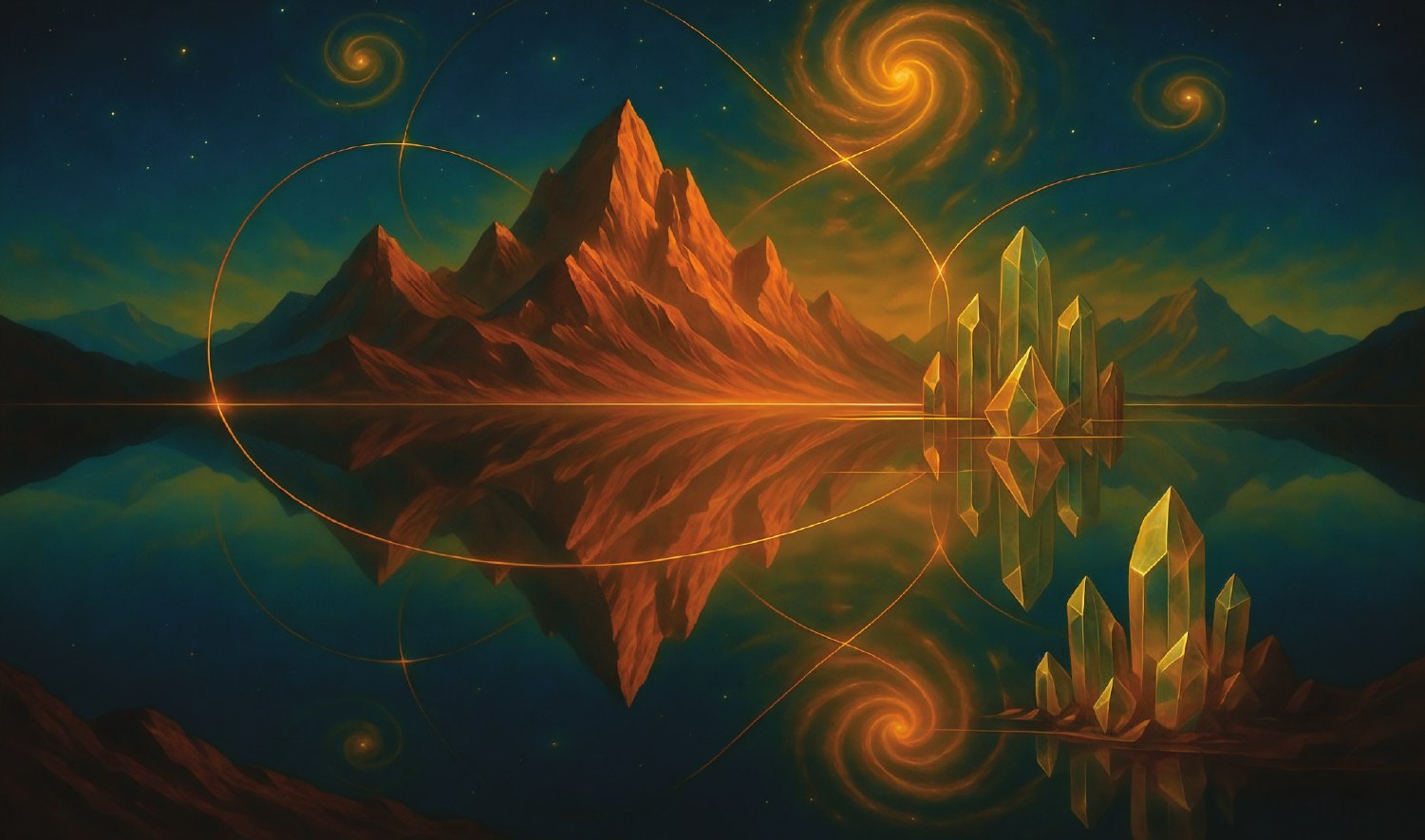p. 52: As above, so below, a mountain mirrored in water